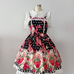Costume size-Polka Dot Strawberry Lolita Dress, Lolita Costume, Lolita fashion, Plus size lolita, summer dress
