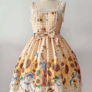 Sunflower Harvest Time Lolita TeaParty Dress, Lolita dress, Lolita fashion, Plus size Lolita
