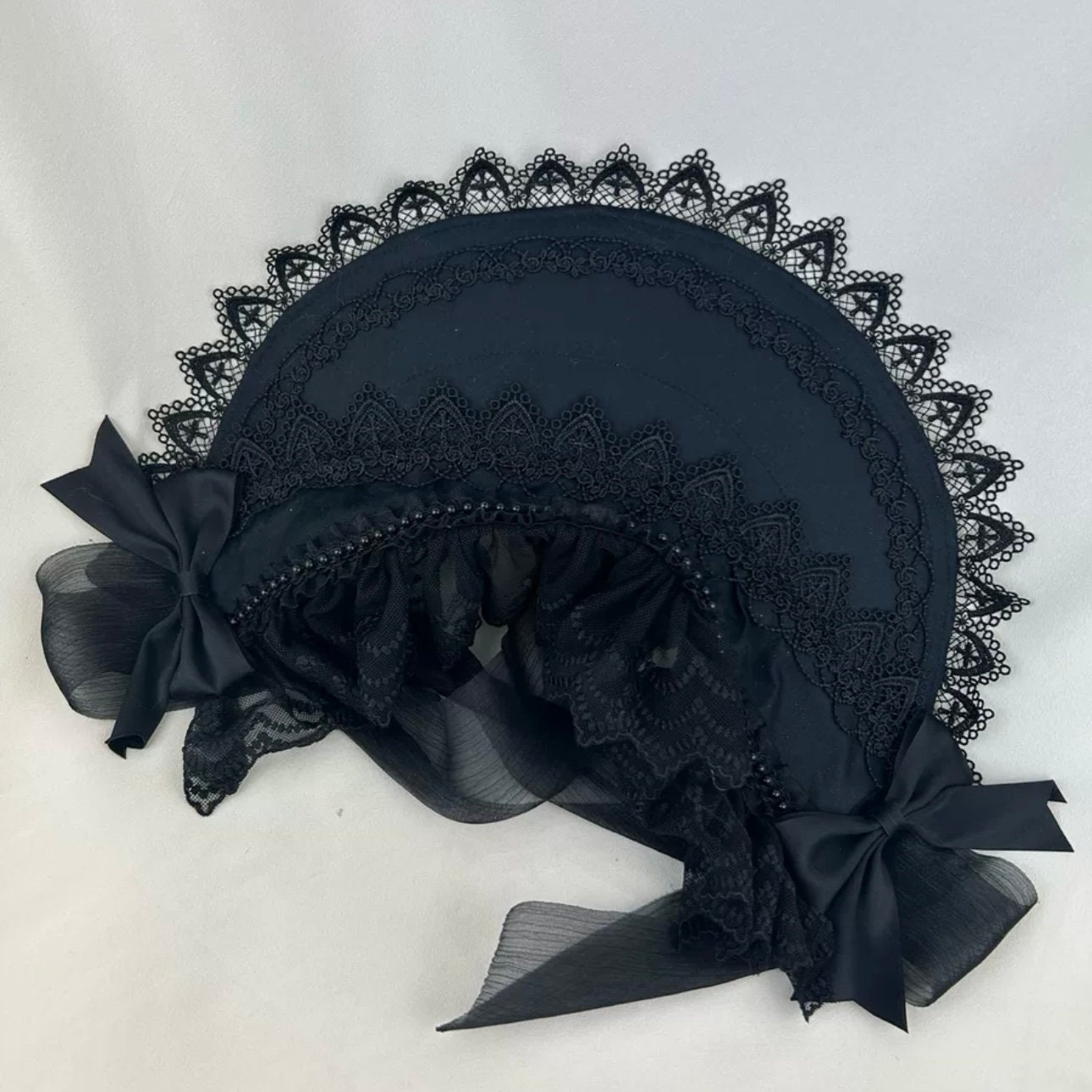 Innocent World Steampunk Lolita Lace Trim Hat Steampunk Mini Top Hat, Gothic Lolita Headband Tiny Topper  main image 3