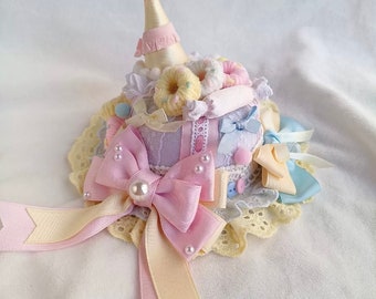 Sombrero de Lolita con forma de dona dulce, moda Lolita, peluca Lolita, tocado de macarrón, lolita elegante, kawaii, pastel, sombreros y tocados para disfraces, peluca