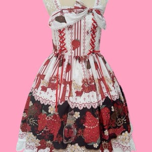 Costume Strawberry Funeral JSK – Sweet Gothic Lolita Dress | Red Spider Lily & Berry Print dress, Plus size Lolita, JSK, Custom size