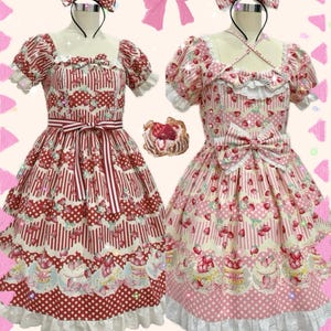 Strawberry cupcakes One-piece, Lolita dress, Lolita Costume, Sweet Lolita dress, Plus size lolita, handmade, Princess