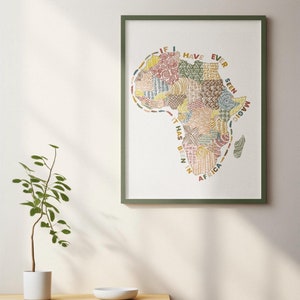 African Magic Wall Art, Africa Map Wall Art, African Countries, Watercolor Painting, Digital Print, Boho Colors, Magic in Africa Quote
