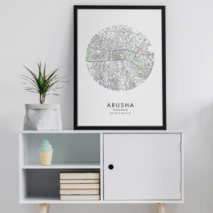 Arusha City Map, Tanzania Street Map, Minimalistic Africa Map, Arusha Poster, Circle Map, Travel City Poster, Tanzania, African Wall Art