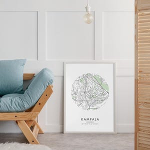Kampala City Map, Uganda Street Map, Minimalistic Africa Map, Kampala Poster, Circle Map, Travel City Poster, Uganda, African Wall Art