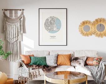 Tanga Map, Tanzania Street Map, Africa City Map, Modern Africa Map, Tanga Poster, Minimalistic Map, Circle Map, Travel Poster, Coast Poster