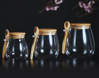 Hermetic Glass Jar with Bamboo Spoon