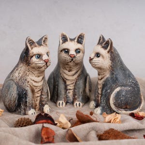 Handmade Ceramic Cat Figurine | Decorative Sculpture | Cute Animal Ornament | Cat Lover Gift