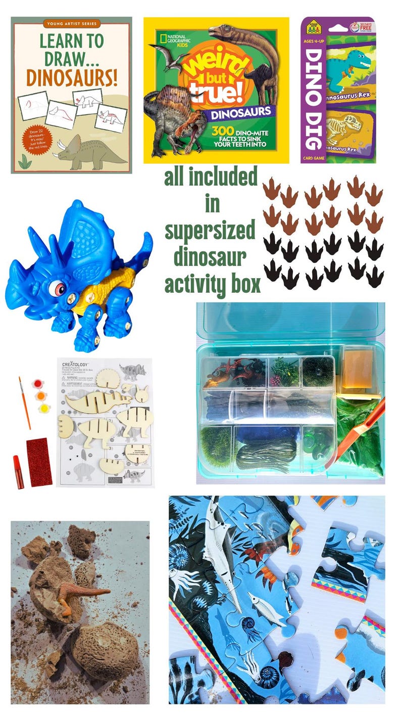 Dinosaur Box Science Dinosaur Activity Box: Sensory Sandplay, Paint Set & Puzzle - Etsy