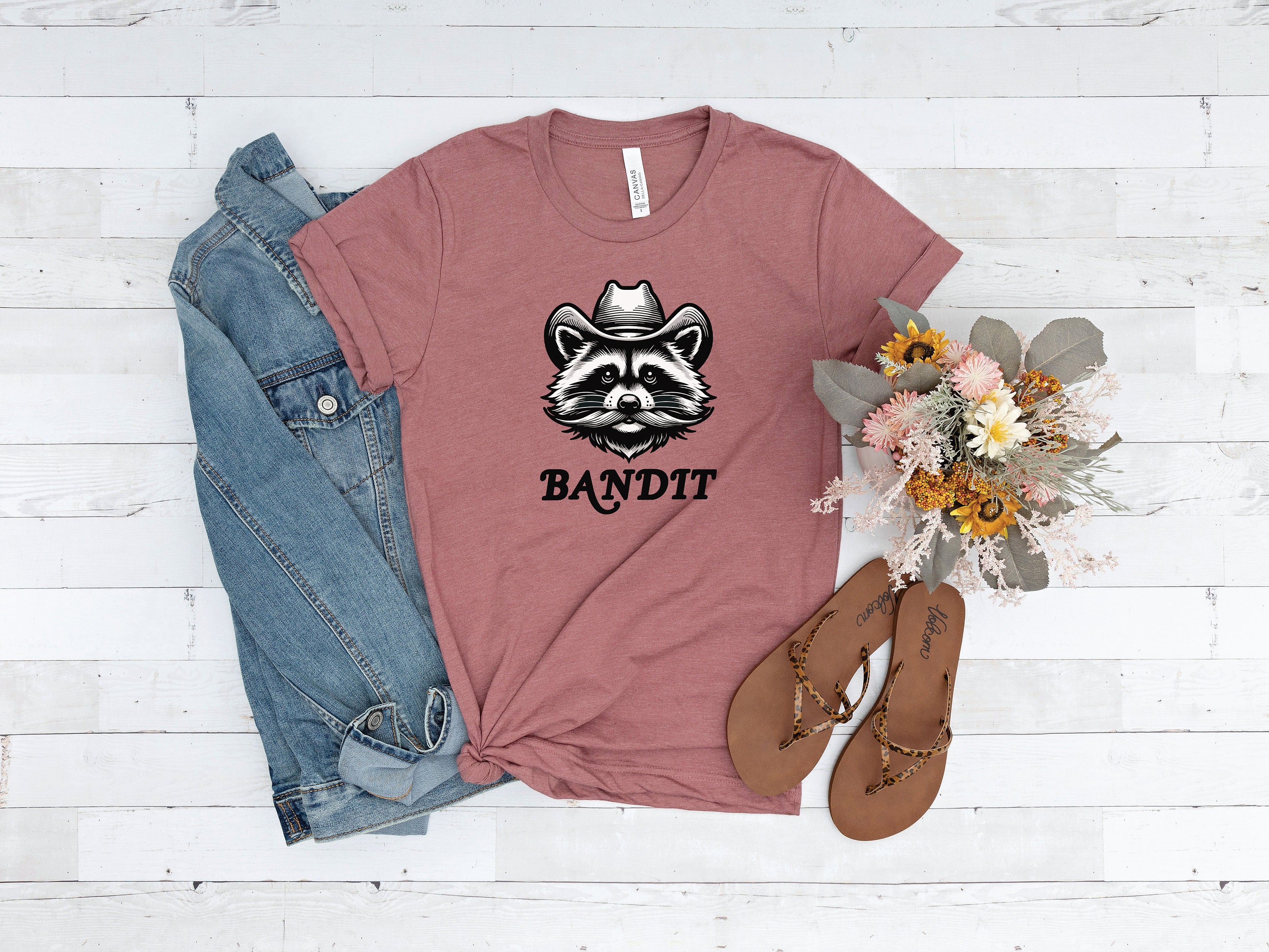 Bandit Raccoon T-shirt - Funny Cowboy Hat & Mustache Raccoon
