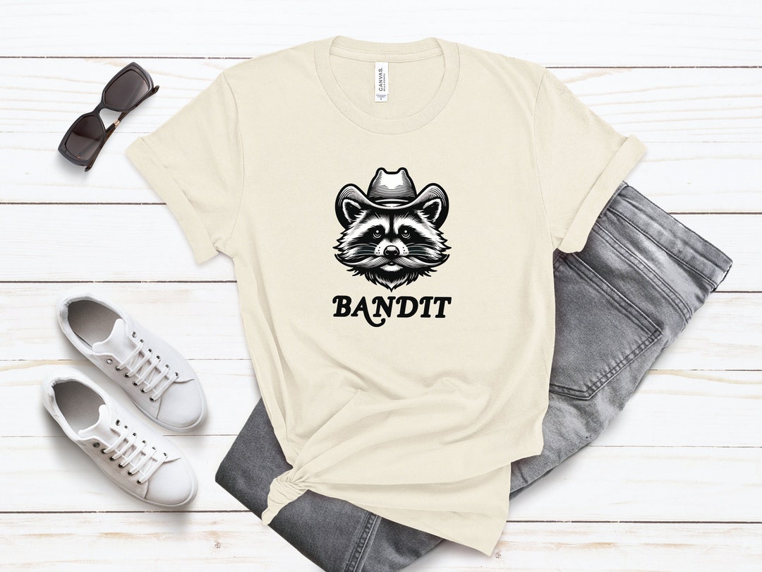 Bandit Raccoon T-shirt - Funny Cowboy Hat & Mustache Raccoon