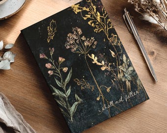 Dark Academia Flowers Hardcover Journal Matte, Vintage Cottagecore Grunge Style Notebook, Alluring Floral Diary, Writing Journal Witchy