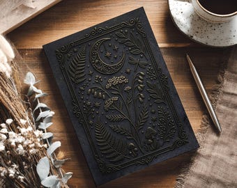 Dark Academia Botanical Journal, Celestial Nature Writing Notebook, Foraging Witch Diary