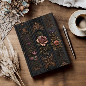 Dark Gothic Witchcore Floral Hardcover Journal Victorian Castlecore Aesthetic Notebook Dark Romance Stationary Faux Embossed Floral Notebook