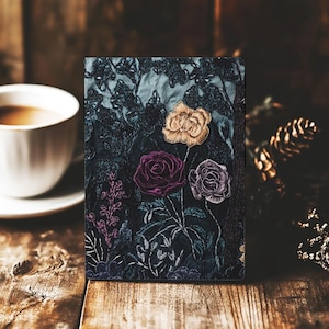 Dark Romanticore Gothic Soft Touch Hardcover Matte Journal Faux Embroidered Florals and Lace Diary Vintage Writing Notebook Dark Aesthetic