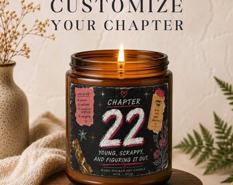 Personalized Birthday Candle | Custom Age, Bookish Literary Gift, Y2K Decor