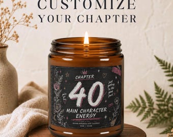 Personalized Birthday Candle | Main Character Energy, Custom Age Gift, Bookish Birthday Gift, Y2K Decor
