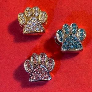 Gold Sparkling Paw Print, paw charm, dog cat paw print charm, charm for bracelet, charm for necklace