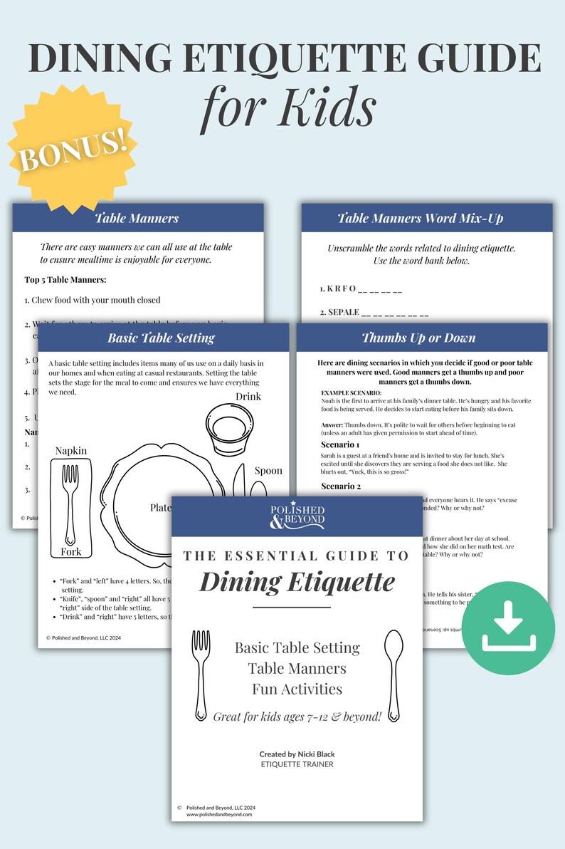 Kids Table Manners Video Course | Teach Dining Etiquette for Kids ...