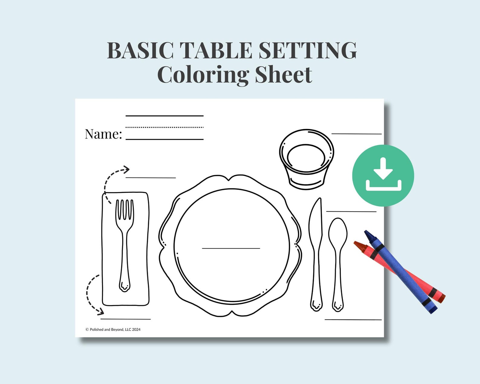 Table Settingcoloring Table Setting Coloring Sheet - Etsy