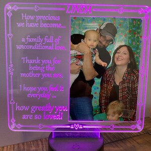 Aangepaste fotolijst LED Glow veelkleurige moeder cadeau "FOREVER CARD"