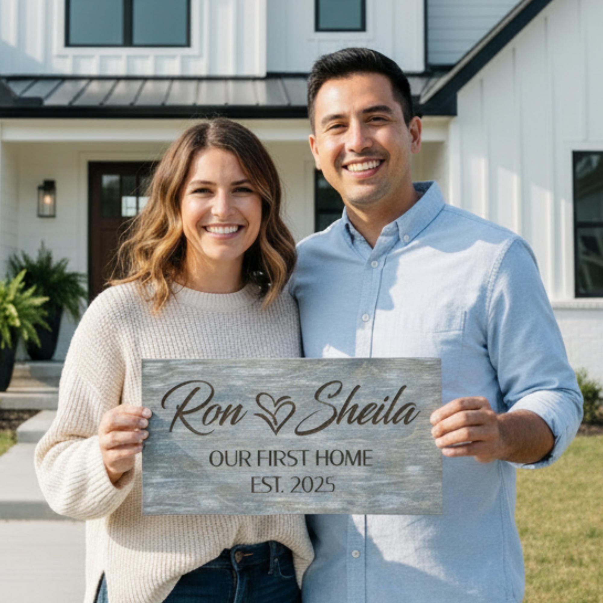 Rustic First Home Sign Engraved Personalized Couples Name Established ...