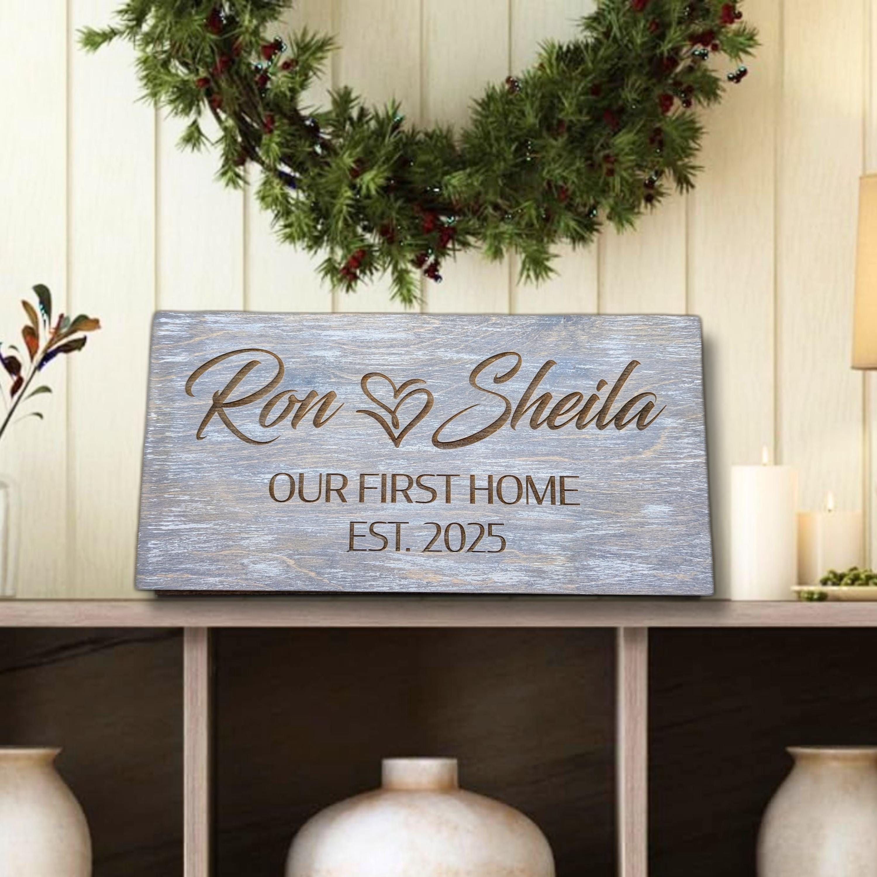 Rustic First Home Sign Engraved Personalized Couples Name Established ...