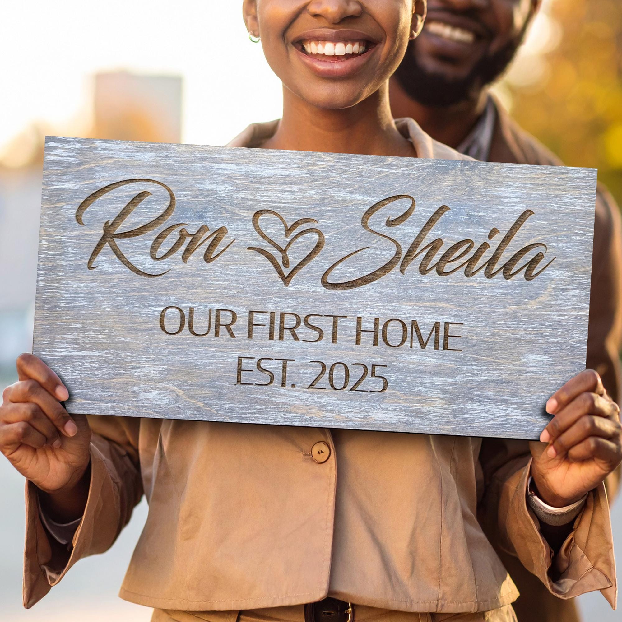 Rustic First Home Sign Engraved Personalized Couples Name Established ...