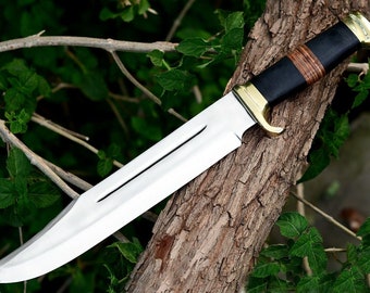 Custom Handmade D2 Steel Hunting CROCODILE DUNDEE BOWIE Hunting Knife W/Sheath