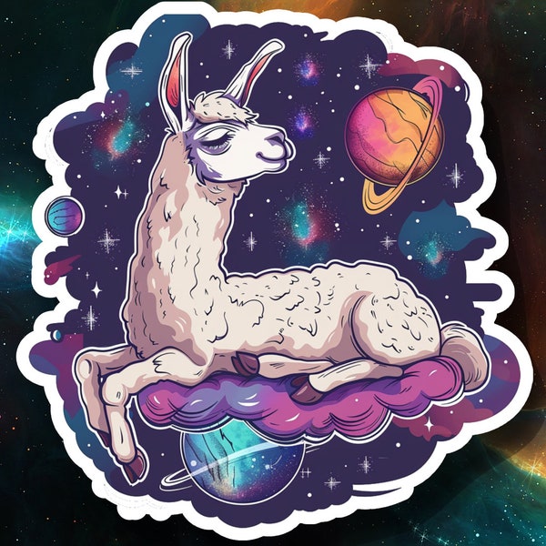 space llama stickers, water bottle stickers,