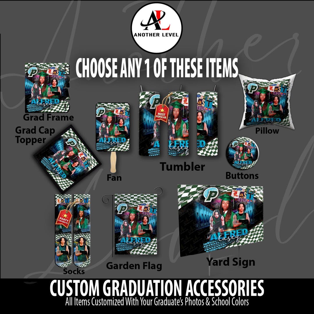 Custom Graduation Accessories | Photo Grad Set | Tumbler, Socks, Yard ...