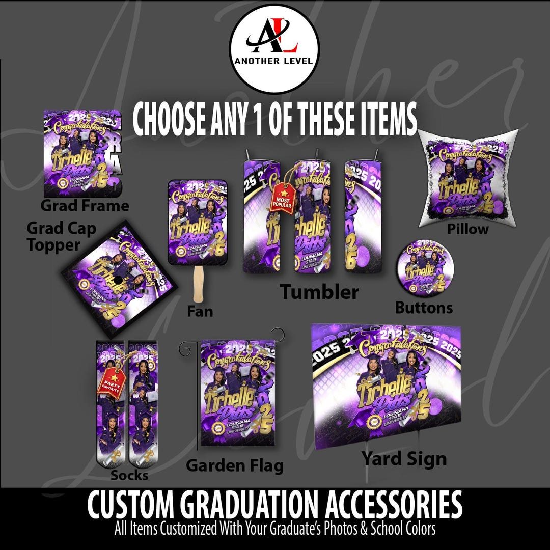 Custom Graduation Accessories | Photo Grad Set | Tumbler, Socks, Yard ...