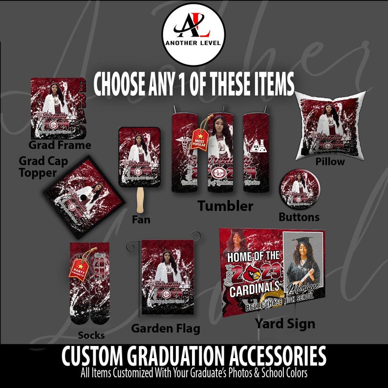 Custom Graduation Accessories | Photo Grad Set | Tumbler, Socks, Yard ...