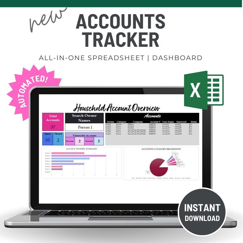 All-in-one Account Tracking Spreadsheet & Dashboard - Etsy