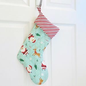 Handmade Quilted Christmas Stocking – Holiday Mantel Decor & Gift Holder