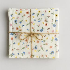 Handmade Quilted Mug Rugs - Set of 4 Cotton Fabric Coasters