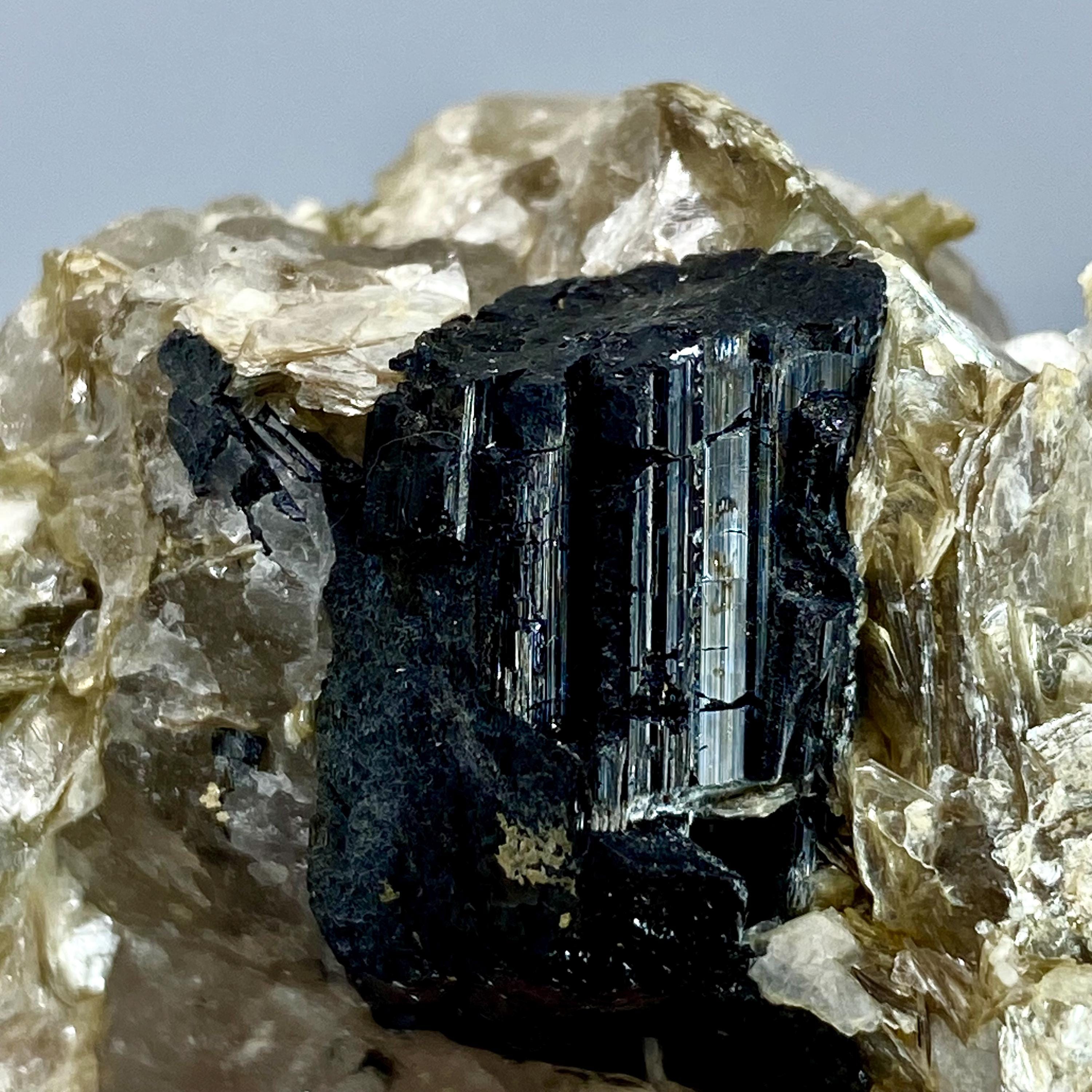 パキスタン産、289カラットのユニークな黒トルマリン結晶（クォーツと 