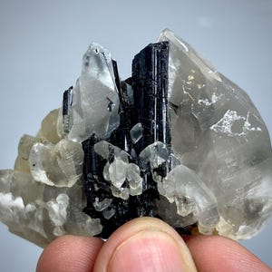 324 Carat Unique Rare Schorl Var Black TOURMALINE Crystal On QUARTZ Specimen From PAKISTAN