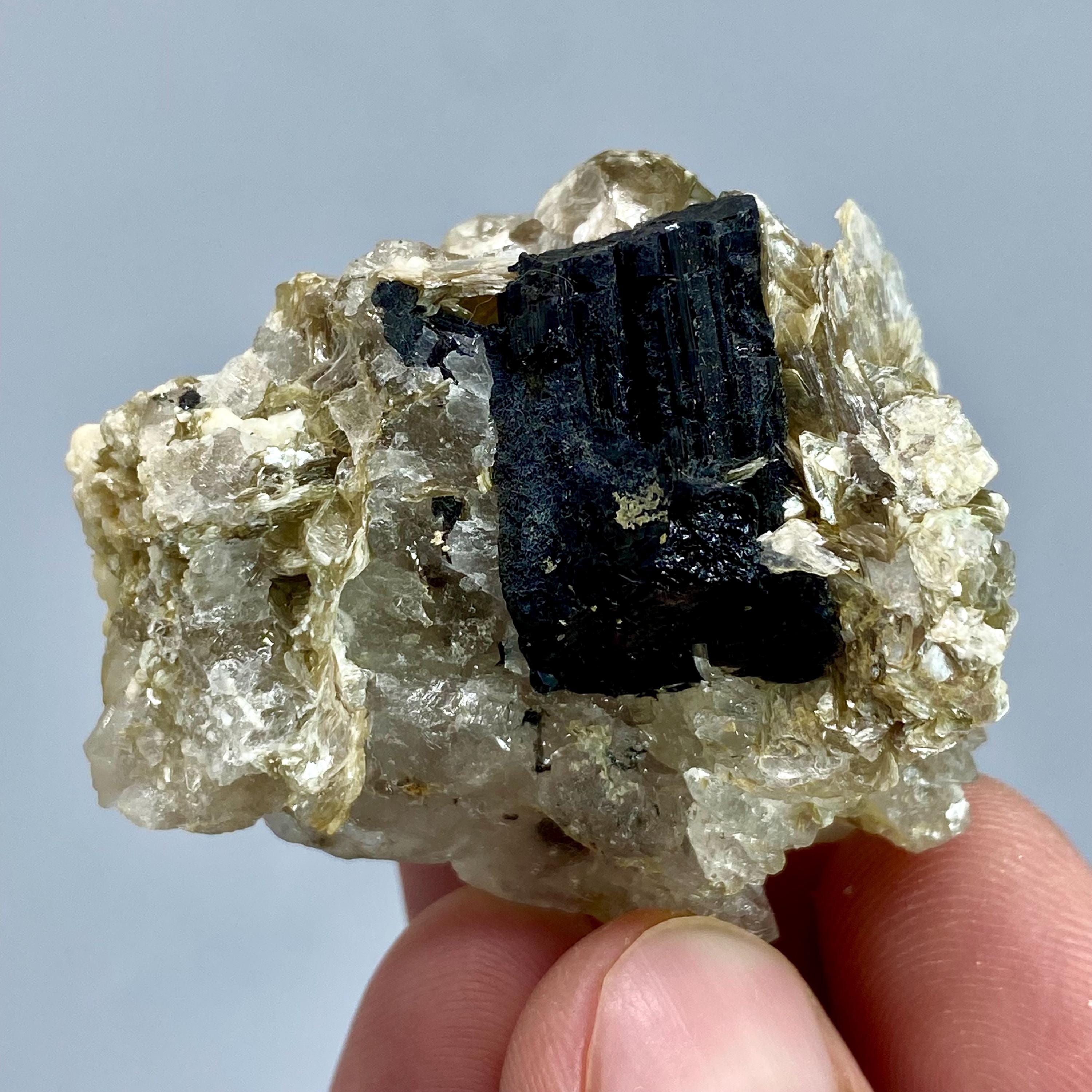 パキスタン産、289カラットのユニークな黒トルマリン結晶（クォーツと 