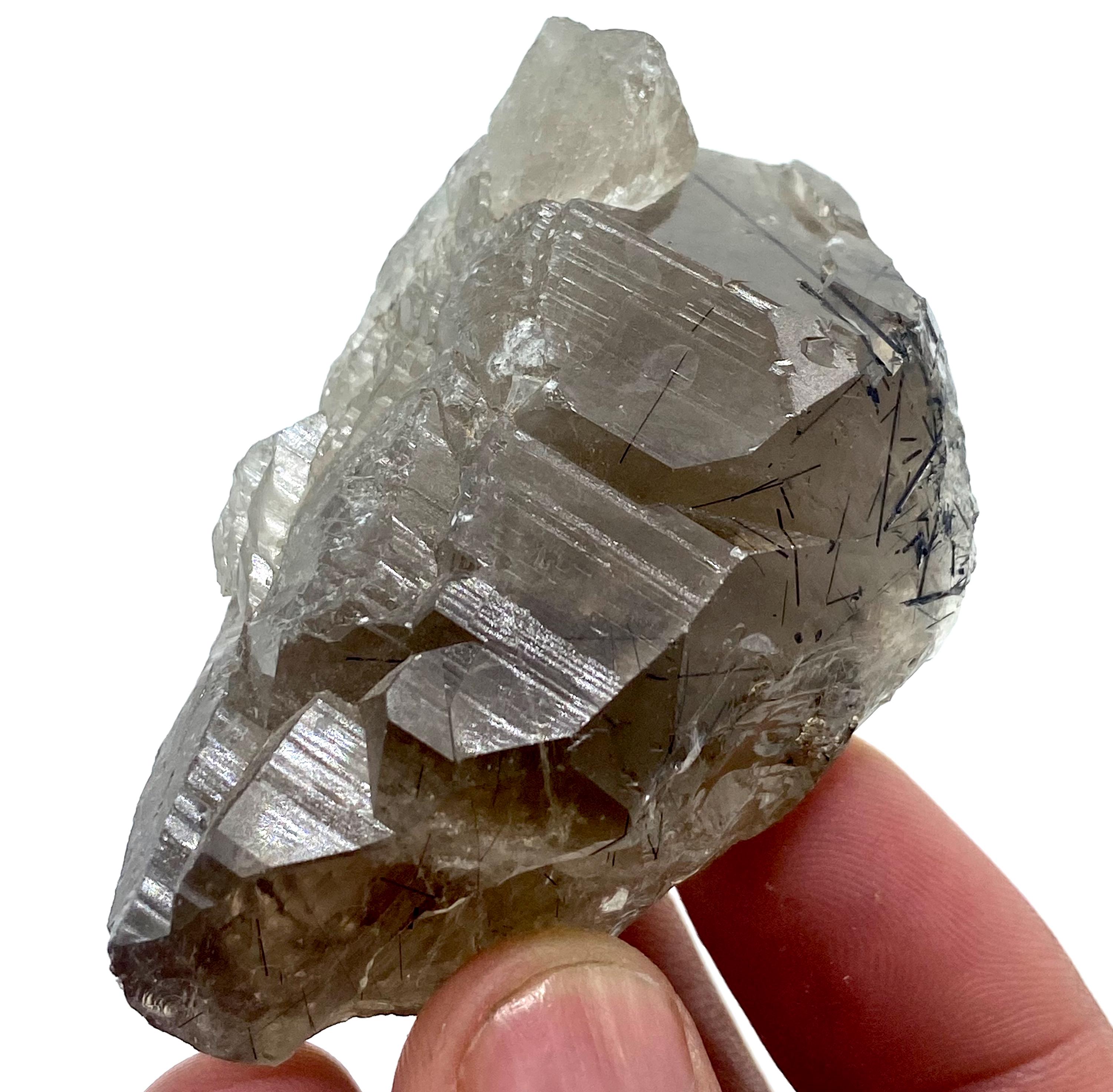 【パキスタン産】スモーキールチルクォーツ 81グラム パキスタン産 スモーキークォーツ結晶標本の中にルチルが入っ