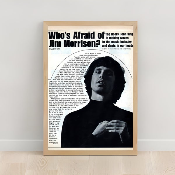 Who's Afraid of Jim Morrison, Jim Morrison Poster, Retro Poster, The Doors Poster, Vintage Wall Art, Music Poster, 60's Rock Music, Fan Art