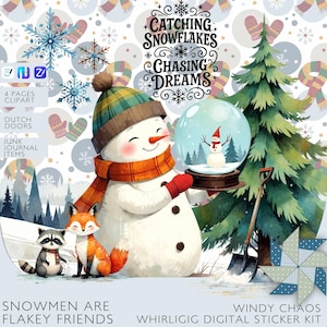 Schneemänner sind Flakey Friends Digital Sticker Kit: GoodNotes, ZoomNotes, Noteful (PNG-Dateien enthalten)