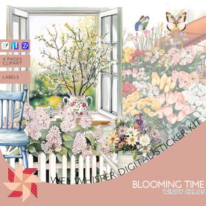 Blooming Time Digital Sticker Kit: Planner Clipart, PNG Files (Goodnotes, ZoomNotes, Noteful)