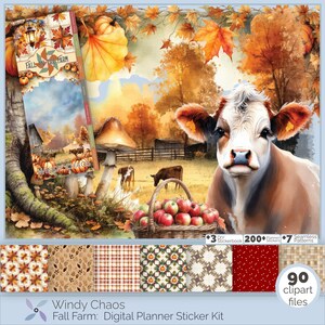 Fall Farm Digital Sticker Kit: GoodNotes, ZoomNotes, Noteful (PNG Files Included)