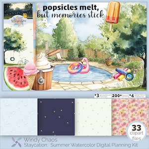 Staycation Digital Sticker Kit: Planner Clipart, Labels, Shapes (Goodnotes, ZoomNotes, Noteful Files)
