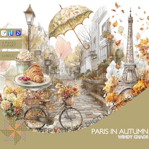 Paris in Autumn Digital Sticker Kit: Goodnotes, ZoomNotes, Noteful (PNG Files Included)