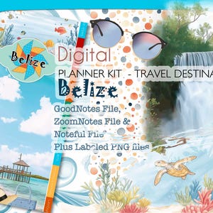 Belize Travel Digital Sticker Kit: Planner Clipart, PNG Files (Goodnotes, ZoomNotes, Noteful)