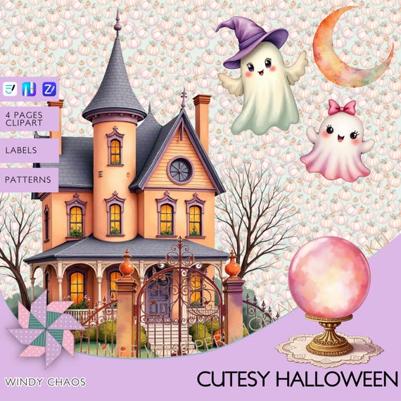 Cutesy Halloween Digital Sticker Kit: Goodnotes, ZoomNotes, Noteful (PNG Files Included)