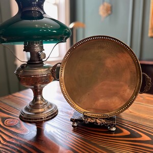 Vintage Brass Tray With Floral Handles - Solid Brass Server