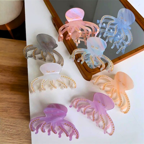 Cute Octopus Hair Clips, Large Octopus Hair Claw, Unique Hair Accessories, Ocean Hair Clips, Minimalist Hair Claw, Gift For Animal Lovers